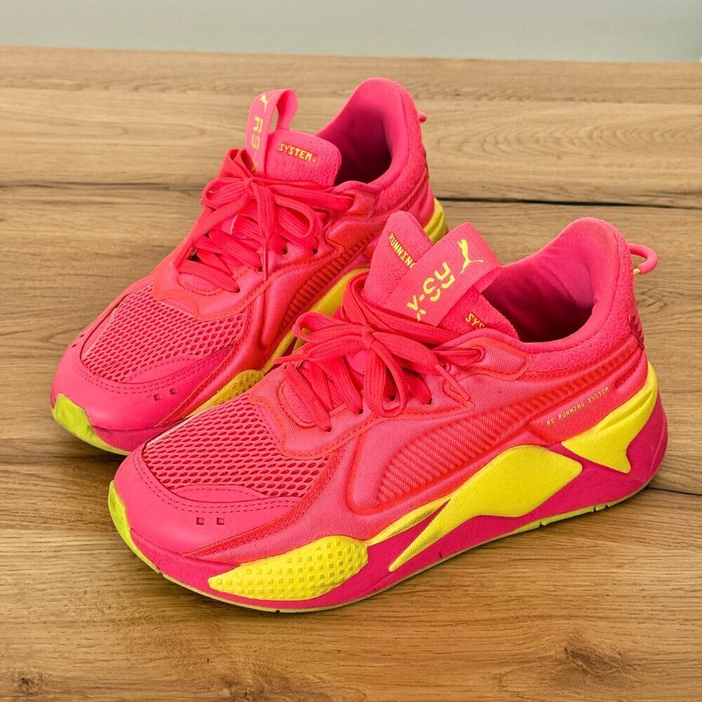 Puma RS-X Soft Case Pink Alert/Yellow Running Shoes 371983-01 Women Size 8